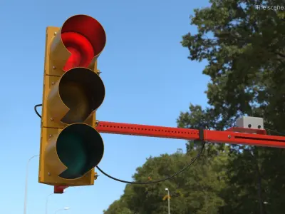  SQ3TS Solar-Powered Traffic Signal Trailer Red Rigged 