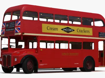 London Double Decker Bus Rigged 3D model
