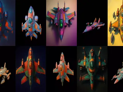 AirCraft bundle 5 pack 100 glb Low-poly 3D model