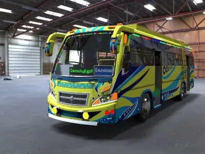 TAMIL NADU PNK SRT BUS 3D MODEL Low-poly 3D model