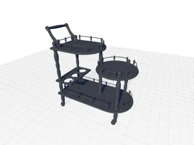 Grasso Wood Bar Cart 3D model