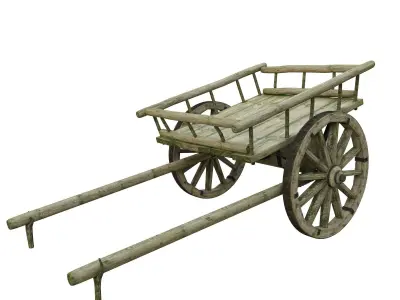 wooden cart  3D model purchase