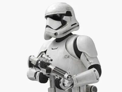 Dirty First Order Stormtrooper with Blaster Walking Pose 3D model