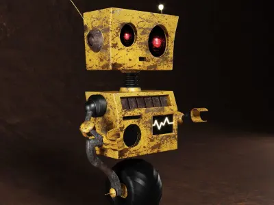 Yellow Robot Low-poly 3D model