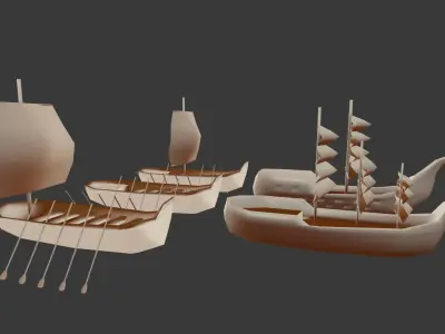 Ship - Low poly sailing Free low-poly 3D model