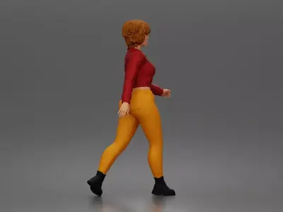 Walking pose highlights outfit design showing energy movement 3D print model