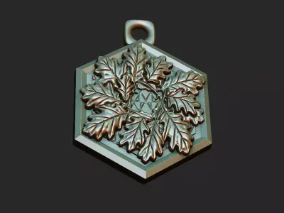 Oak hexagon-jewelryhexagon amulet accessory wearable ornament 3D print model