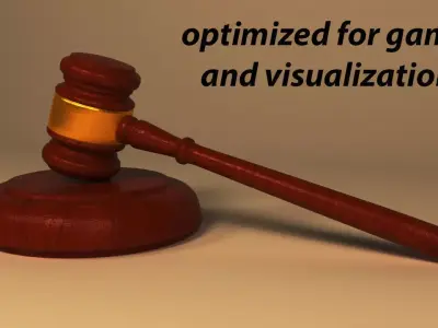 auction and law Gavel Low-poly 3D model