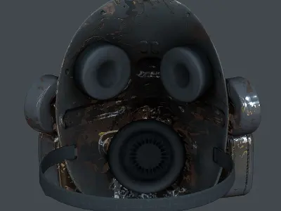 Gas mask helmet 3d model scifi  Low-poly 3D model 2