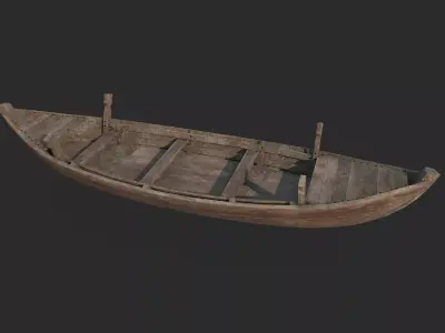 Ancient small wooden boats for water transportation 3D model