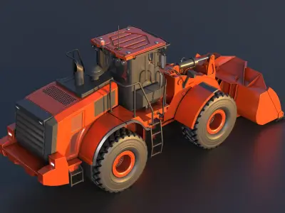 Wheel Loader Atlas Orange Low-poly 3D model