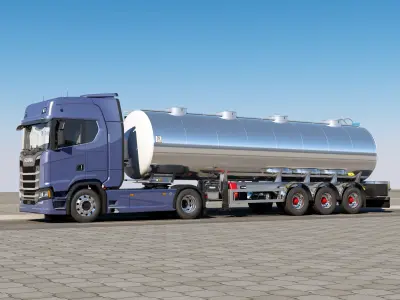 Euro Truck with Tanker trailer 3D model