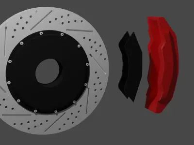 Car brake ventilated Free 3D model