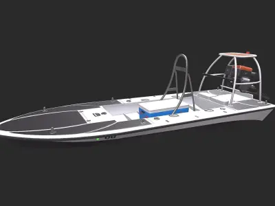 Flat Skiff Boat Low-poly PBR Low-poly 3D model