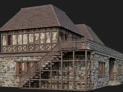 Old Medieval House 4K Textures GameReady 150 Low-poly 3D model
