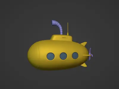 Cartoon Submarine Low-poly 3D model