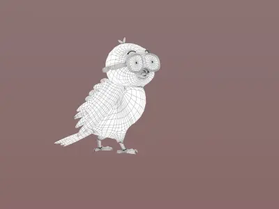 Cartoon SunGlass Bird 3D model