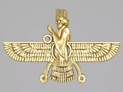 Assyrian guard farvaher low poly and flat back 3D print model