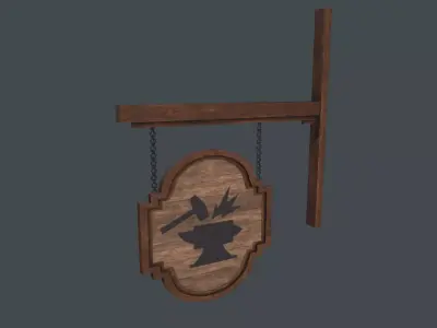 Old blacksmith sign 3D Model Low-poly 3D model