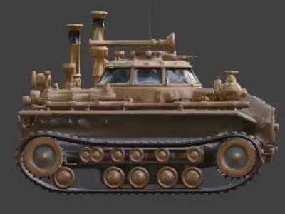 Steampunk Light Armored Vehicle 3D Model Low-poly 3D model