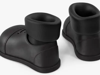Cartoon Leather Shoes Black with Socks 3D model
