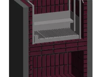 CHURRASQUERA brick fireplace with grill in it 3D model