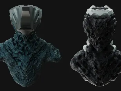 2 Sci-Fi Horror Bust BaseMesh Pack With UVs Ztool 3D model