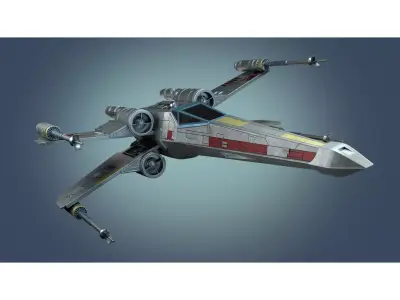 StarWars X Wing Fighter Rigged 3D model