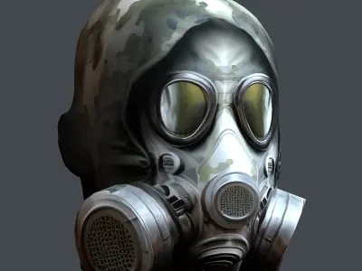 Gas mask helmet 3d model military combat Low-poly Low-poly 3D model 7