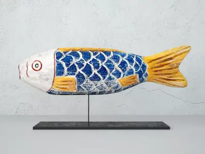 African wooden fish 1 3D model