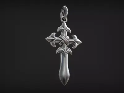 Gothic Santiago Sword Cross of Saint James Amulet 3D print model