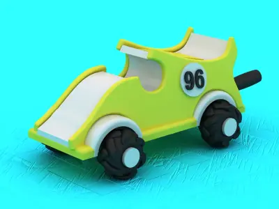 3D Toy Race Car with Vibrant Yellow Design and Number 96 3D print model