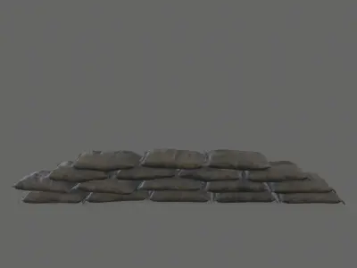 Sack Barricade Low-poly 3D model