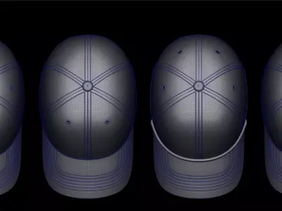 Caps pack 4 Low-poly 3D model