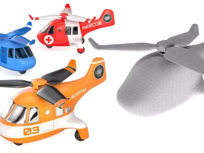 Stylized Helicopter Toy Low-poly 3D model
