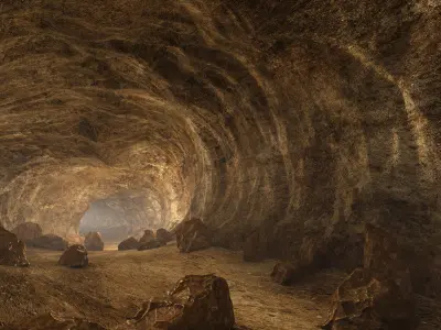  Cave With Tunnel And Rocks 