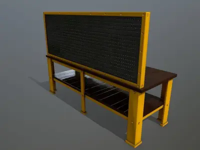 workbench bench made of wood and metal Low-poly 3D model get