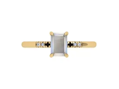 Emerald Solitaire Ring 3D print model 38