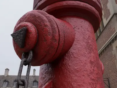Fire Hydrant VAG 2 - Red and Rosty 1 -  Low-poly 3D model