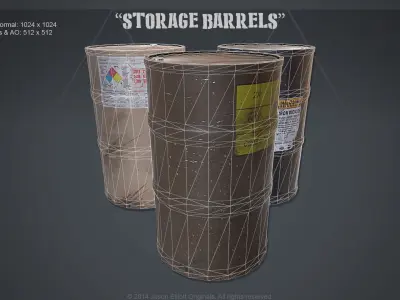 Barrels storage Low-poly 3D model