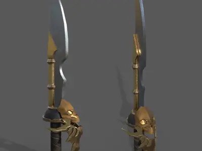 Sword with Skull Plate at Handle Gaming Asset 3D Model Low-poly 3D model
