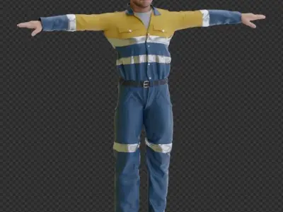 Factory Workers Pack of 3 RIGGED  3D model