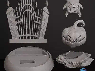 Gengar Pokemon Halloween Diorama- Multi-part 3D Printable STL 3D print model