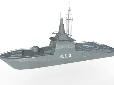  MILITARY ROCKET BOAT with PBR Material  Low poly Game ready Low-poly 3D model