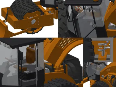 Heavy Equipment - road-roller 3D model
