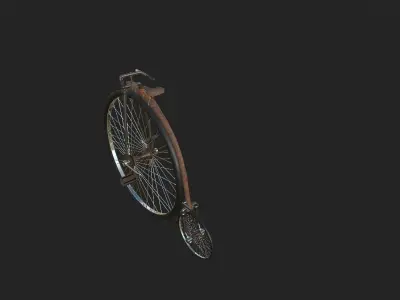Classic bicycle of the 19th century Low-poly 3D model