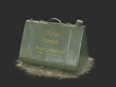 Gameready PBR WW1 Triangular Jerrycan Low-poly 3D model