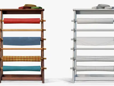Rack Fabric Roll Textile Low-poly 3D model