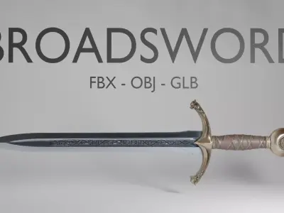 Fantasy Broadsword 3D Model - Medieval Sword - FBX OBJ GLB 3D model