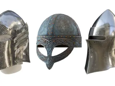 Medieval Helmet  Low-poly  3D Model Pack